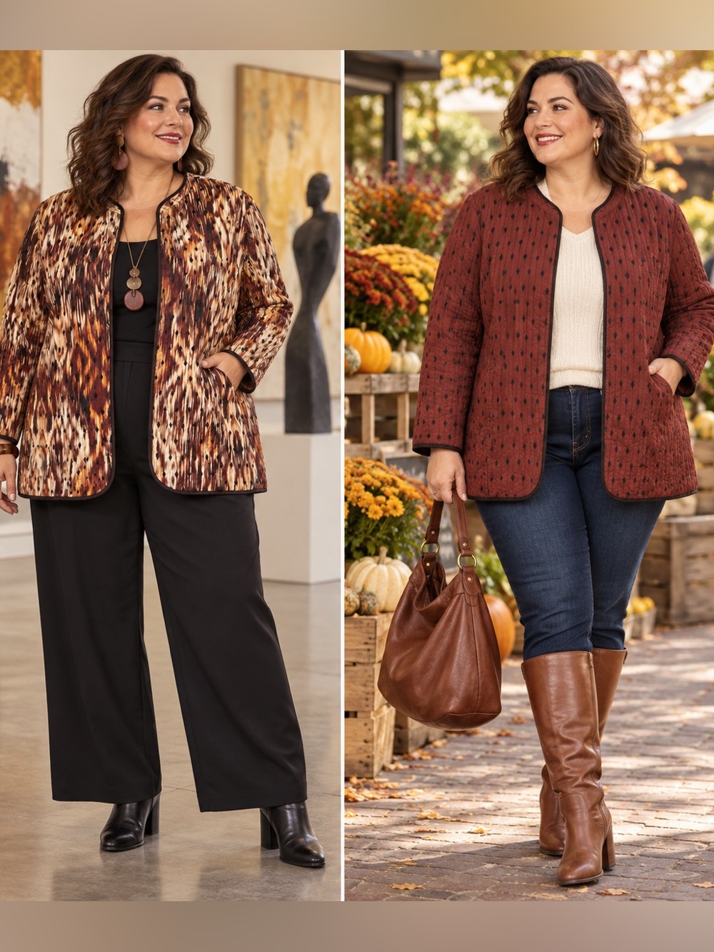 Handmade Reversible Quilted Jacket Plus Size 2X 3X Ikat Boho Art to Wear
